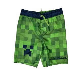 Minecraft Boys Creeper Green Pixelated Swim Trunks (V)